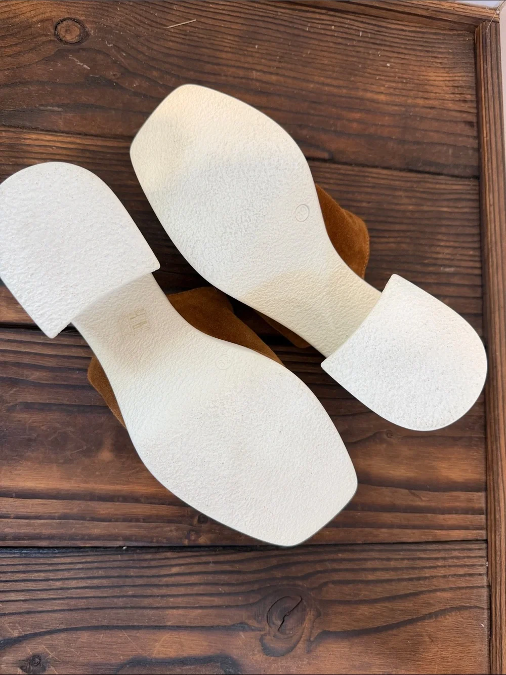 NWT Fee People Zoe Platform Suede Slide Cognac Brown
